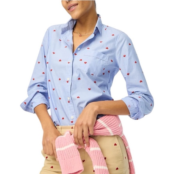 J. Crew Tops - CCO J. Crew NWT Printed Button-up Shirt in End-on-End Cotton Blue Size S